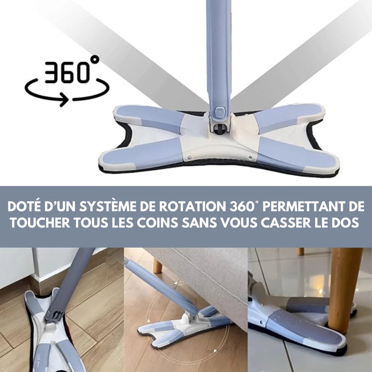 Serpillère de nettoyage rotatif 360°